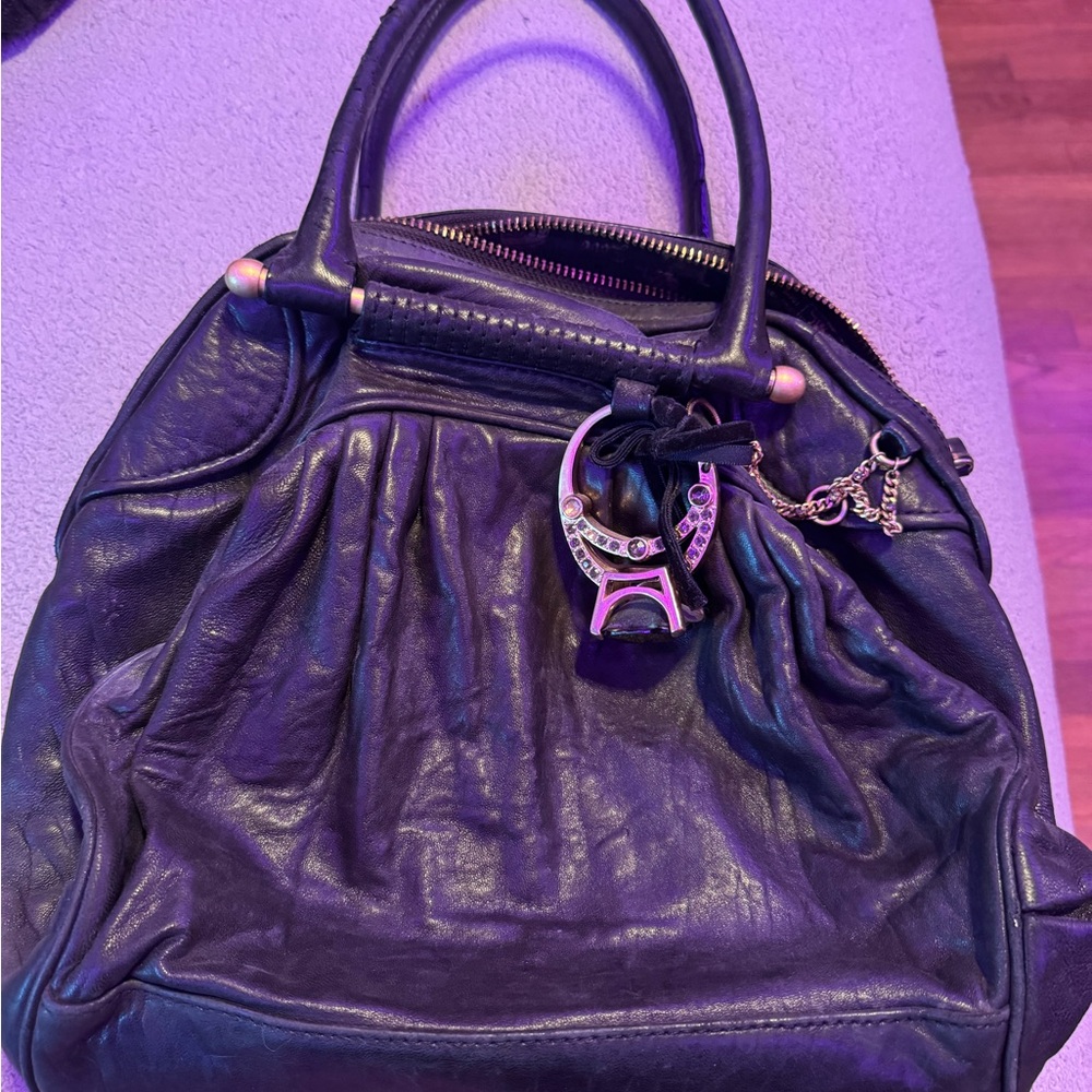 Juicy Couture Black Leather Shoulder Bag With Engagement Ring